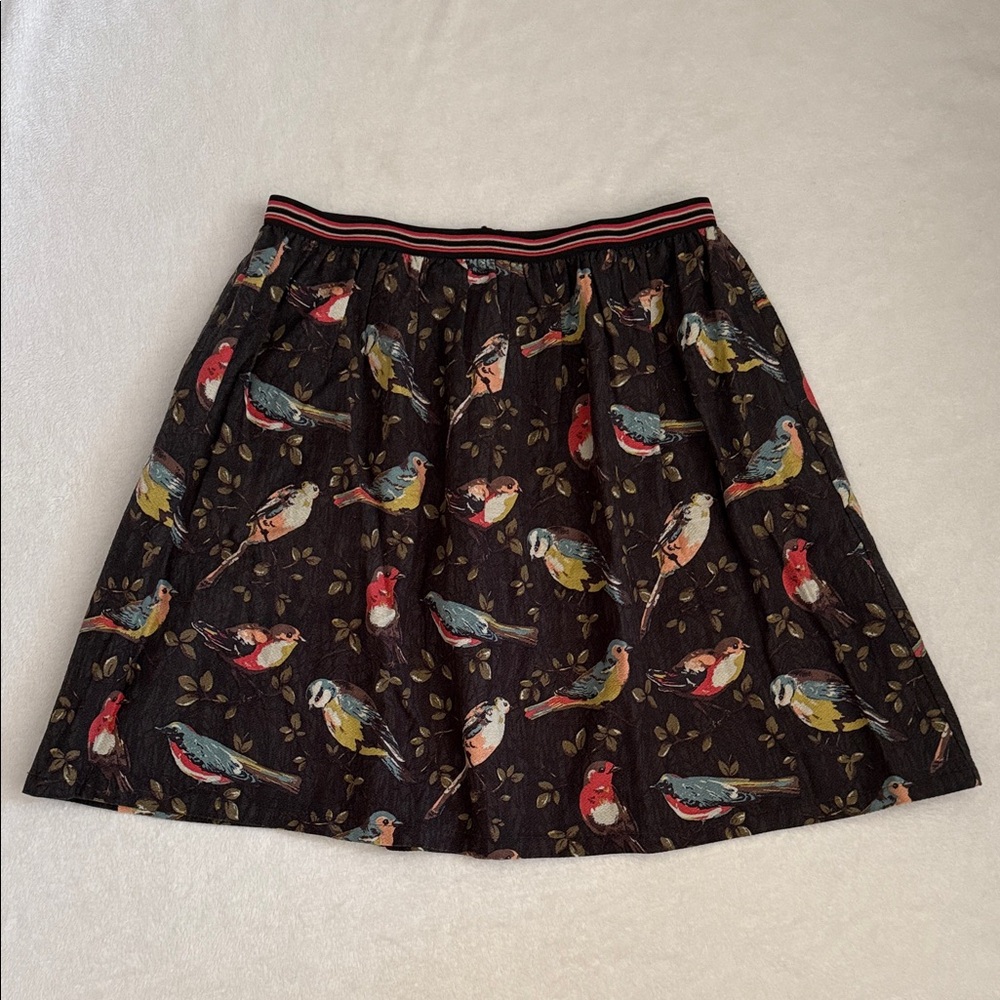 Cath Kidston London | Garden Bird Print Cotton Pull On Skirt Pockets (M 6-8)
